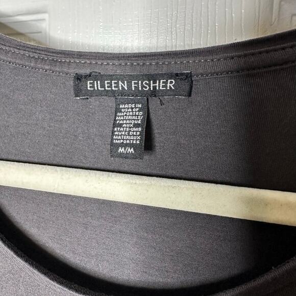 Eileen Fisher Size M Charcoal Grey Short Sleeve Tunic‎ Length Top Lagenlook - Picture 3 of 4